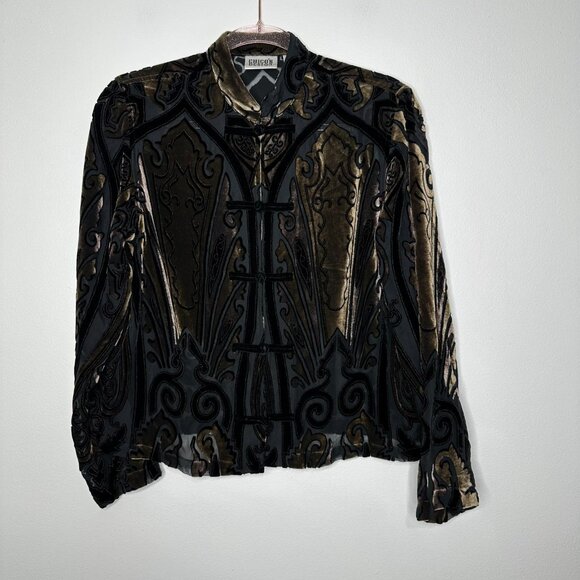 Chicos Design Velvet Burnout Topper Asian Inspired - Picture 12 of 14